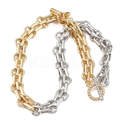 12MM Two Tone Brass Oval Link Chain OT Necklaces for Women NJEW-G189-01GP-1