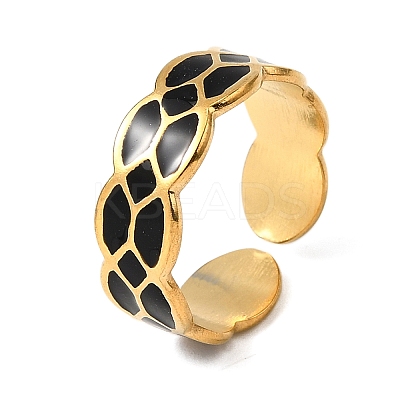 304 Stainless Steel Enamel Cuff Rings LS-RJEW-S650-05G-1