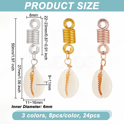 Cowrie Shell Braiding Hair Pendants Decoration OHAR-AB00017-1