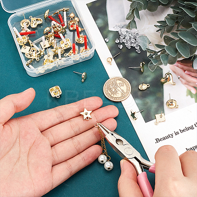 40Pcs 10 Style  Alloy Stud Earring Findings FIND-PH0008-37-1