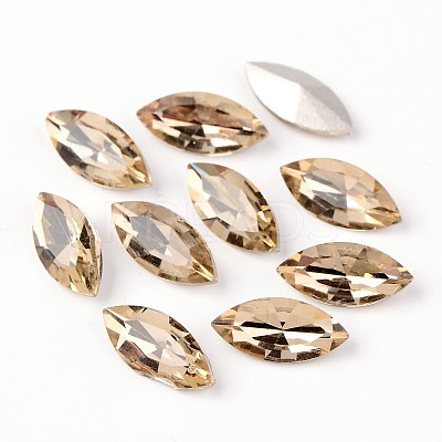 Faceted Horse Eye Glass Pointed Back Rhinestone Cabochons RGLA-E005-15x7mm-M-1