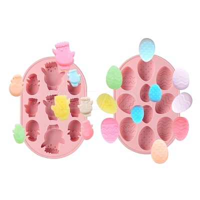 2Pcs 2 Style Easter Theme Food Grade Silicone Molds DIY-LS0001-91-1