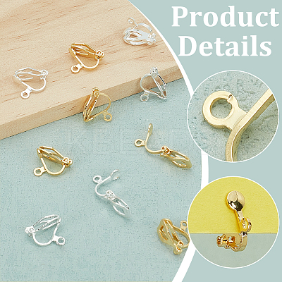 40Pcs 2 Colors Brass Clip-on Earring Findings KK-PH0010-11-1