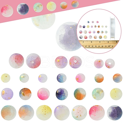 648Pcs 24 Styles Frosted Baking Paint Crackle Glass Beads with Glitter Powder DGLA-FS0001-12-1