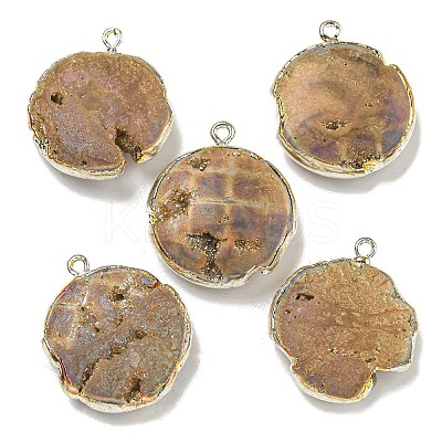 Electroplated Natural Druzy Agate Pendants G-A229-01B-1