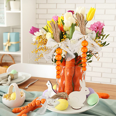 4Pcs Wooden Beaded Carrots for Easter Table Tiered Tray Decoration AJEW-FH0005-65A-1