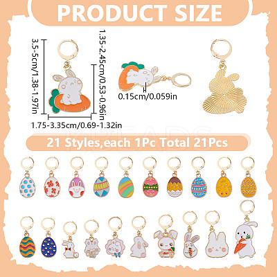 Easter Rabbit & Egg Alloy Enamel Locking Stitch Markers HJEW-GO00108-1
