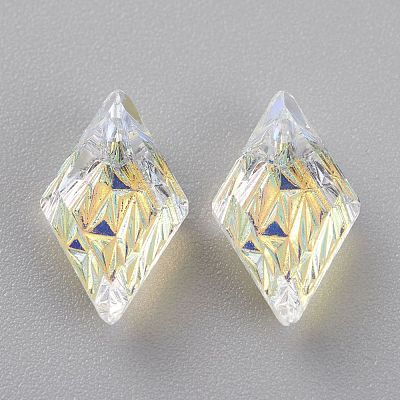 Embossed Glass Rhinestone Pendants GLAA-J101-04A-001AB-1