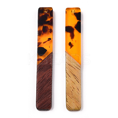 Transparent Resin & Walnut Wood Big Pendants RESI-TAC0017-44-1