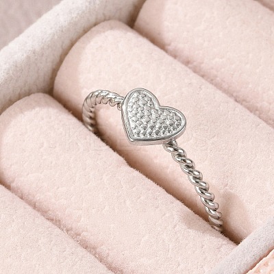 Heart 304 Stainless Steel Open Cuff Rings for Women RJEW-G338-14P-1