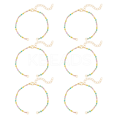 6Pcs 304 Stainless Steel Enamel Twisted Chains Bracelet Makings STAS-UN0029-33-1