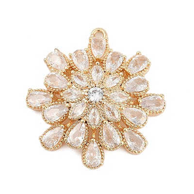 Brass Micro Pave Cubic Zirconia with Glass Pendants KK-Q026-16G-1