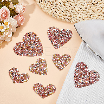 4 Styles Heart Hotfix Rhinestone Iron on Patches Appliques PATC-CP0001-02A-1