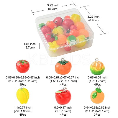 24Pcs 6 Styles Opaque Resin Pendants RESI-FS0001-48-1