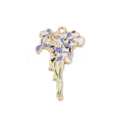 Light Gold Plated Alloy Enamel Pendants ENAM-D065-01KCG-01-1