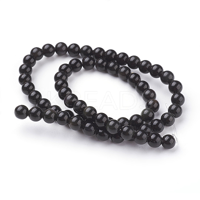 Natural Obsidian Beads Strands G-G099-6mm-24-1
