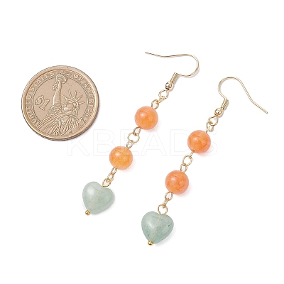 Natural Green Aventurine & Dyed Natural Malaysia Jade Dangle Earrings EJEW-JE06673-01-1