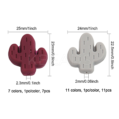 18Pcs 18 Styles Food Grade Eco-Friendly Silicone Beads SIL-CA0001-70-1