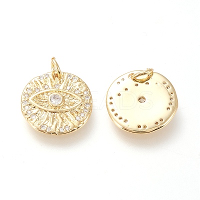 Brass Micro Pave Clear Cubic Zirconia Charms ZIRC-L098-022G-1