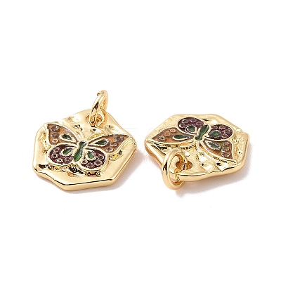 Rack Plating Brass Charms ZIRC-C042-01G-1