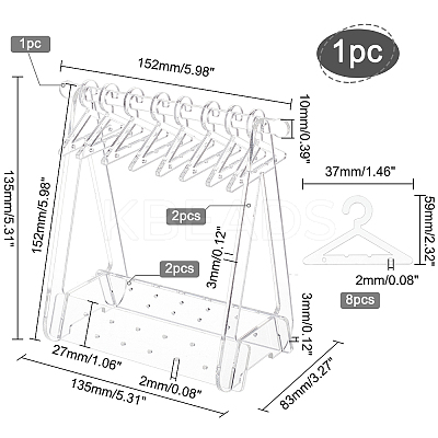 Coat Hanger Removable Acrylic Earring Displays EDIS-WH0012-08-1