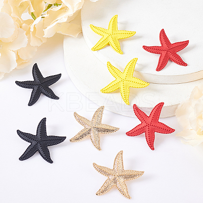 4 Pair 4 Colors Alloy Starfish Dangle Stud Earrings with 304 Stainless Steel Pins EJEW-AN0004-47-1