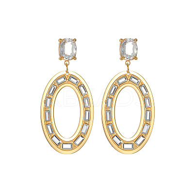 304 Stainless Steel & Crystal Rhinestone Dangle Stud Earrings WG52D4B-02-1