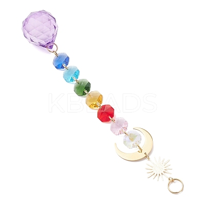 Glass Teardrop Window Hanging Suncatchers HJEW-JM04516-1