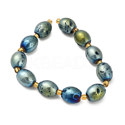 Electroplated Natural Druzy Geode Crystal Beads Strands G-F833-O01-01B-1