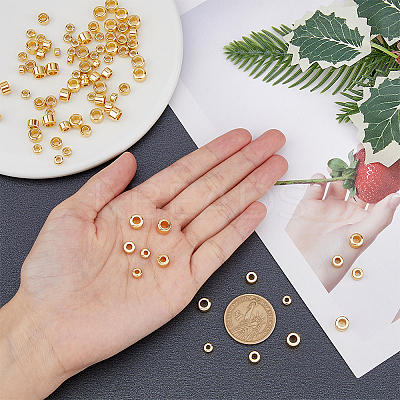 90Pcs 3 Style Rack Plating Brass Beads KK-HY0001-72-1