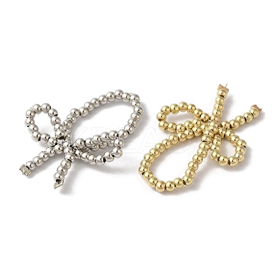 Bowknot CCB Plastic Round Beads Stretch Rings for Women RJEW-S412-05A-1