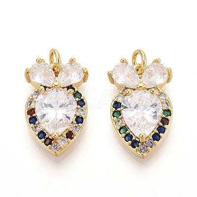 Brass Micro Pave Cubic Zirconia Pendants KK-N265-25G-1