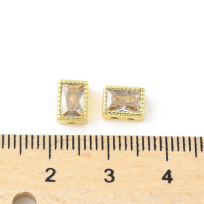 Rectangle Brass Glass Beads X-KK-Z101-01G-1