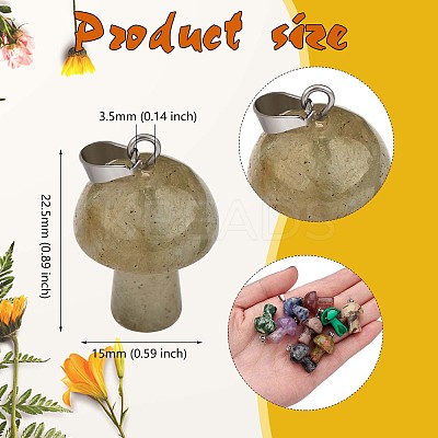 12 Pieces Gemstone Mushroom Charm Pendant Crystal Mushroom Natural Stone Pendants Mixed Color for Jewelry Necklace Earring Making Crafts JX550A-1