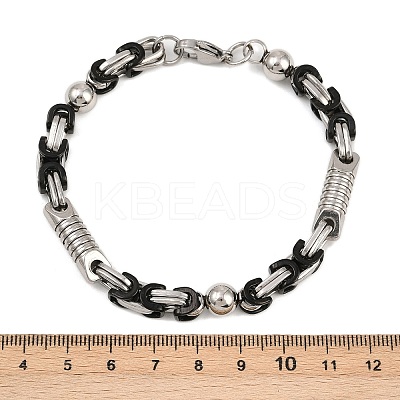 201 Stainless Steel Byzantine Chain Bracelets for Women BJEW-B143-09EBP-1