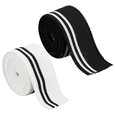 4Pcs 2 Colors 95% Elastic Fiber & 5% Spandex Stripe Pattern Polyester Ribbing Fabric for Cuffs OCOR-BC0006-50-1