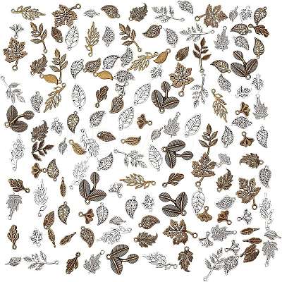 Tibetan Style Alloy Leaf Pendants TIBEP-PH0001-10-LF-1