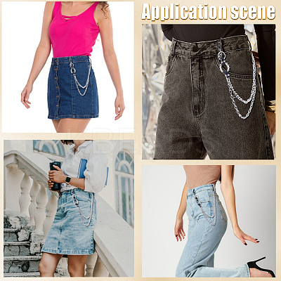 1Pc Alloy Double Layer Chain Belts for Pants AJEW-GF0011-93A-1