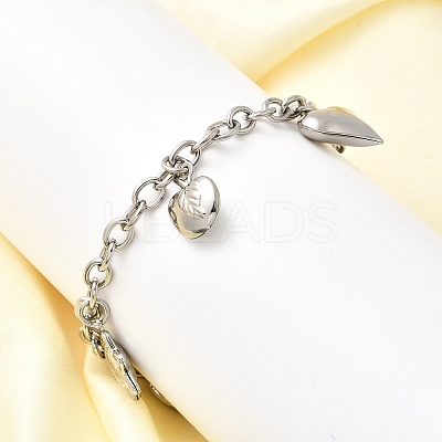 304 Stainless Steel Charm Bracelets BJEW-P368-06A-P-1