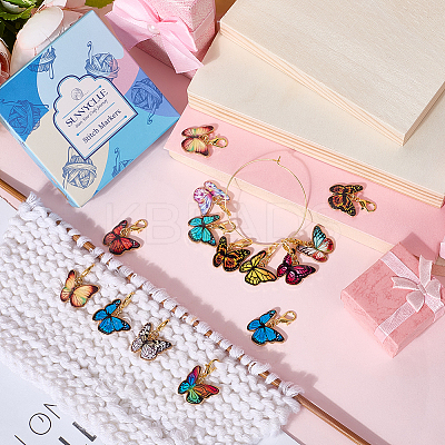 2Sets Butterfly Alloy Enamel Pendant Decorations HJEW-SC0002-16-1