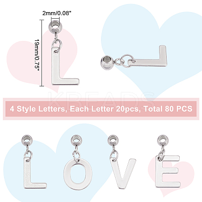 80Pcs 4 Style 304 Stainless Steel Pendants STAS-PH0004-21-1