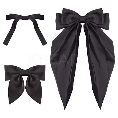 3Pcs 3 Styles Cloth Big Bowknot Hair Barrettes AJEW-TA0001-86-1