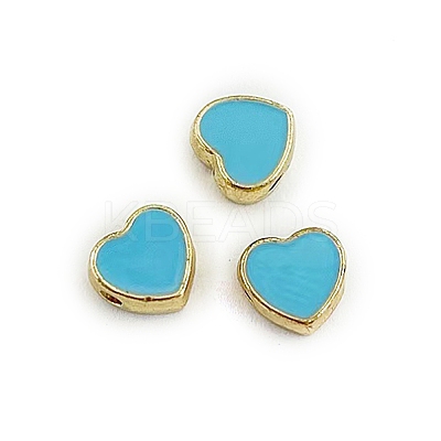 Light Gold Plated Alloy Enamel Beads ENAM-WH0001-25E-1