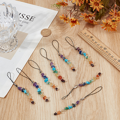 8Pcs Natural & Synthetic Gemstone Mobile Straps HJEW-MA00009-1