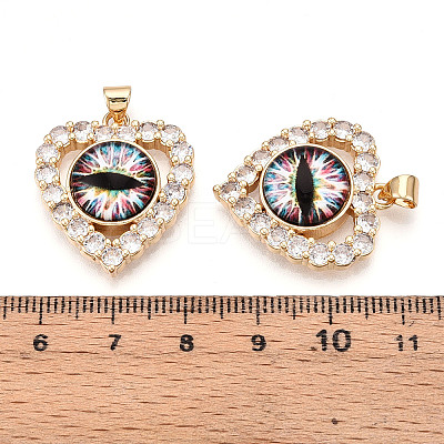 Brass Micro Pave Clear Cubic Zirconia Pendants for Women KK-T070-93A-03-1