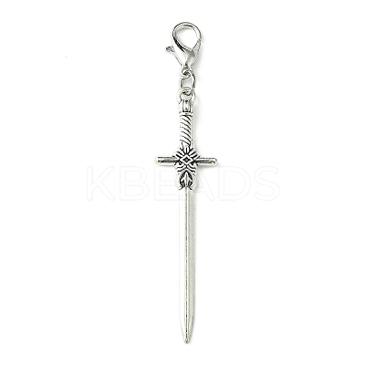 Alloy Sword Big Pendant Decoration HJEW-JM02179-1