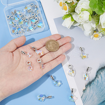 30Pcs 10 Styles Electroplated Glass European Dangle Charms PALLOY-AR00049-1