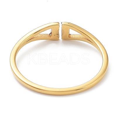 Ion Plating(IP) 304 Stainless Steel Triangle Open Cuff Ring with Cubic Zirconia RJEW-K224-09G-1