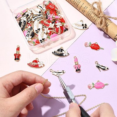 45Pcs 9 Styles Alloy Enamel Pendants ENAM-CJ0006-90-1