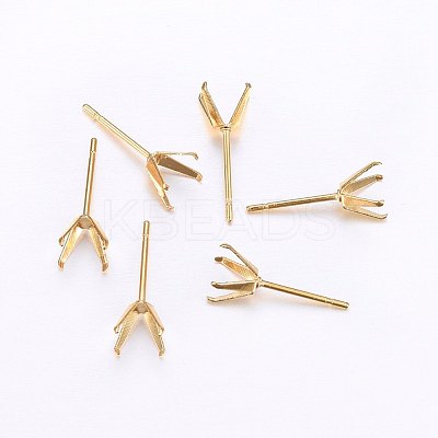 304 Stainless Steel Prong Earring Settings STAS-O098-06G-01-1